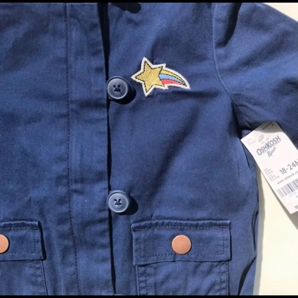 Oshkosh Navy Blue & Punk shooting star jacket 18-24 month NWT